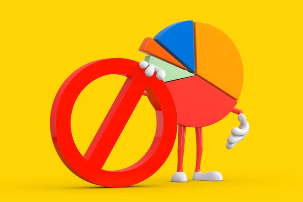 Info Gráficos Business Pie Chart Personagem Pessoa Com Proibição Vermelha — Fotografia de Stock