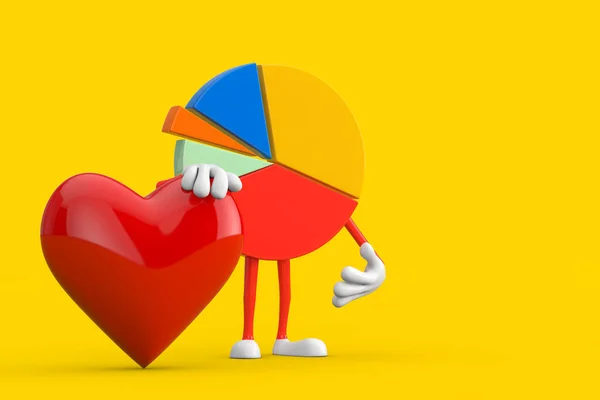 Info Graphics Business Pie Chart Character Person Red Heart Жовтому — стокове фото
