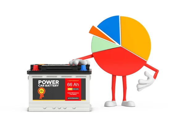 Info Graphics Business Pie Chart Character Person Rechargable Car Battery — 스톡 사진