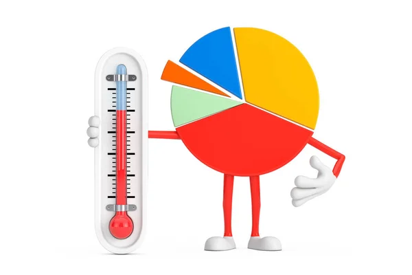 Info Graphics Business Pie Chart Character Person Mit Outdoor Thermometer — Stockfoto