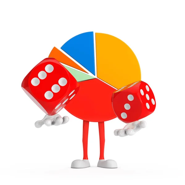 Info Graphics Business Pie Chart Character Person Mit Roten Spielwürfeln — Stockfoto