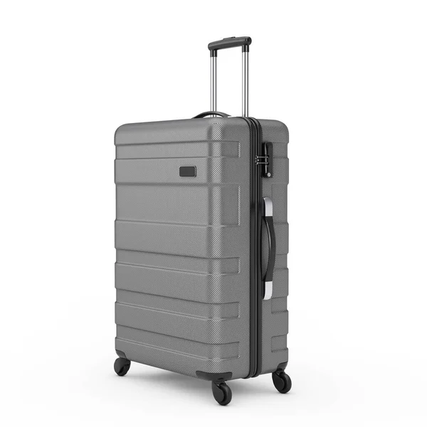Travel Holiday Vacation Concept Big Modern Luxury Plastic Gray Suitcase — Stock Photo, Image