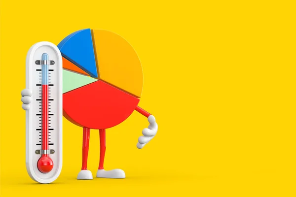Инфо Графика Business Pie Chart Character Person Outdoor Thermometer Yellow — стоковое фото
