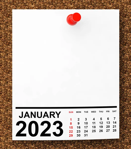 Calendário Janeiro 2023 Papel Nota Branco Com Espaço Livre Para — Fotografia de Stock