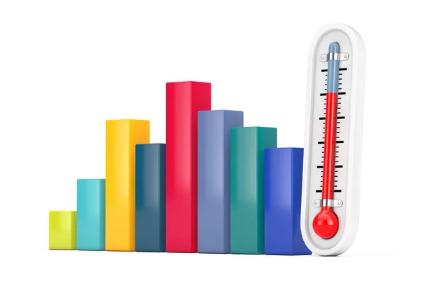Presentazione Business Infografica Barre Grafiche Con Termometro Outdoor Sfondo Bianco — Foto Stock