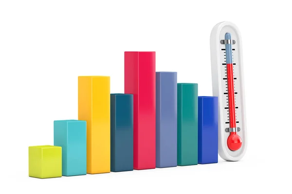 Presentatie Business Infographic Graph Bars Met Outdoor Thermometer Een Witte — Stockfoto