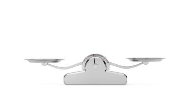 4k Resolution Video: Simple Weighting Balance Scale Balancing on a white background with Alpha Matte