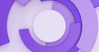 4k Resolution Video: Lilac Circle Parts Seamless Looped Rotating Arownd White Blank Promotion and Advertisement Cylinder Animation Top View