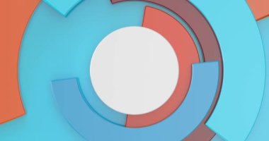 4k Resolution Video: Color Circle Parts Seamless Looped Rotating Arownd White Blank Promotion and Advertisement Cylinder Animation Top View