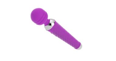 4k Resolution Video: Lilac Dildo Vibrator Sex Toy. Seamless Looped Rotating and Vibrating on a white background with Alpha Matte