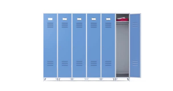 Resolution Video Row Six Blue Metal Lockers One Locker Has — Wideo stockowe