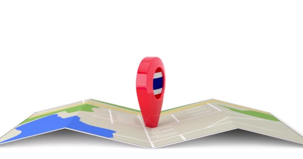 Resolution Video Thailand Travel Concept Cartoon Target Map Pointer Pin — Stockvideo