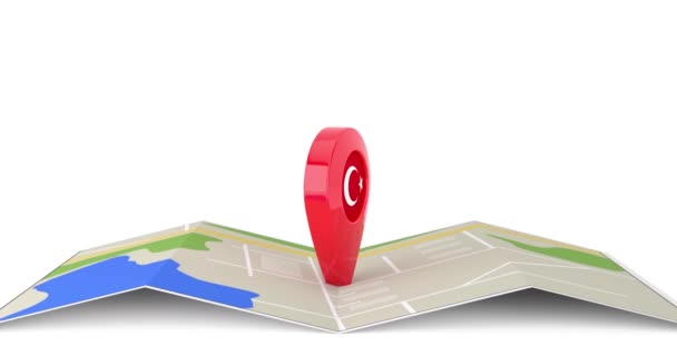 Resolution Video Turkey Travel Concept Cartoon Target Map Pointer Pin — Wideo stockowe