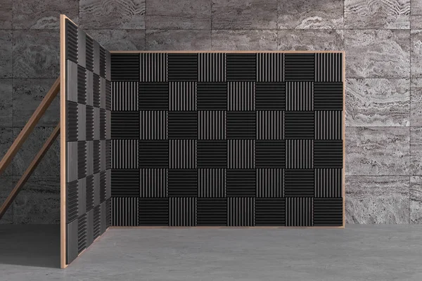 Vocal or Music Recording Room with Dampening Acoustic Foam Panel Walls extreme closeup. 3d Rendering