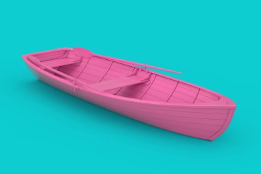 Mavi arka planda Duotone stili Bink Eski Balıkçı Ahşap Teknesi. 3d Hazırlama 