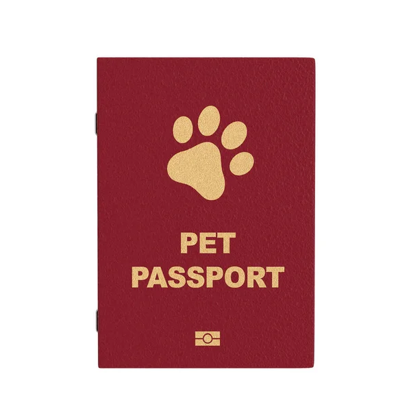 Red Pet Pass Document Dog Cat Transportation Certificate Golden Paw — Stockfoto