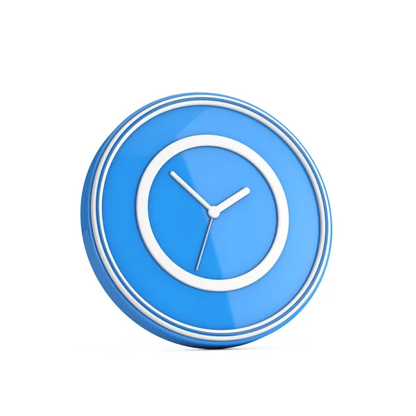 White Clock Icon Blue Circle Button Білому Тлі Рендеринг — стокове фото