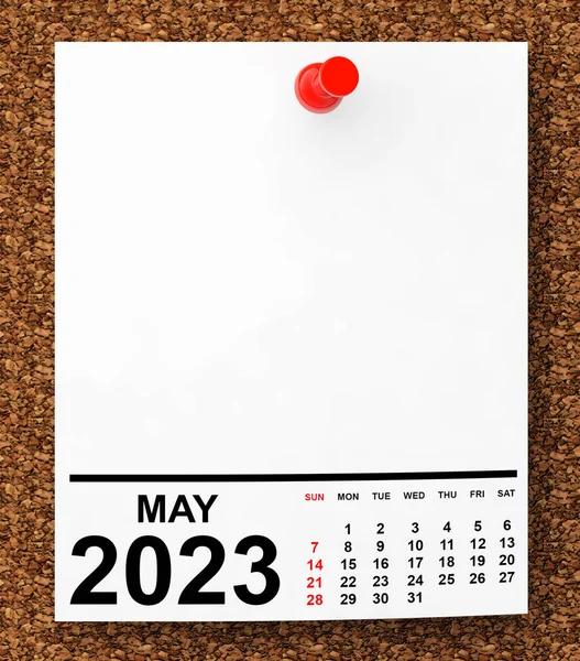 Kalender Mai 2023 Auf Blanko Notizpapier Mit Freiem Platz Für — Stockfoto