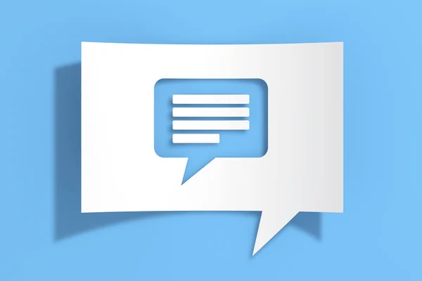 Chat Speech Bubble Icon Cutout White Paper Speech Bubble Blue — Stock Photo, Image