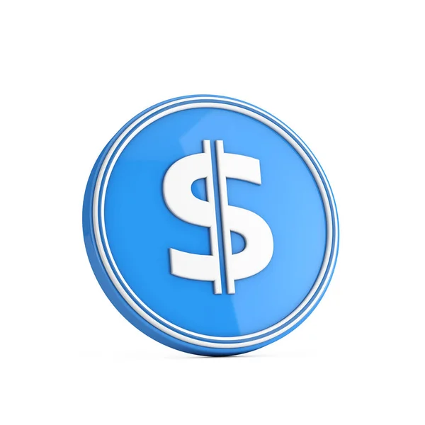White Dollar Icon Blue Circle Button Auf Weißem Hintergrund Darstellung — Stockfoto