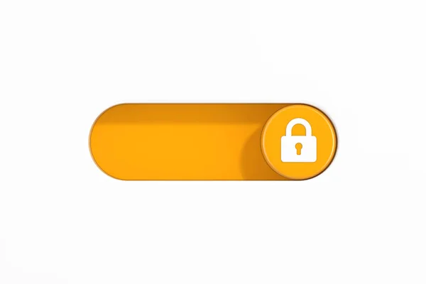 Yellow Toggle Switch Slider Closed Lock Icon White Background Rendering — Stock Photo, Image