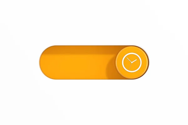 Amarelo Alternar Controle Deslizante Interruptor Com Ícone Relógio Fundo Branco — Fotografia de Stock