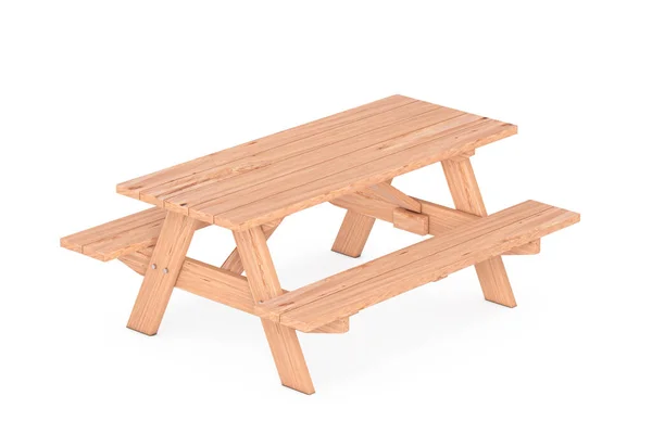 Piknik Asztal Padokkal Fehér Háttérrel Kiolvasztás — Stock Fotó