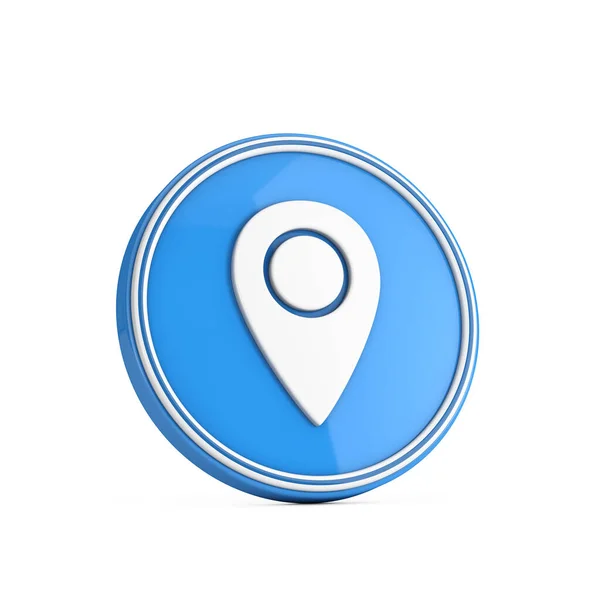 White Target Map Pointer Pin Icon Blue Circle Botão Sobre — Fotografia de Stock