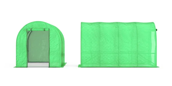 Farmgewächshaus Mit Grüner Polyethylenfolie Auf Weißem Hintergrund Darstellung — Stockfoto
