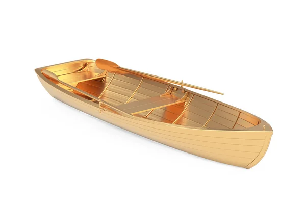 Golden Old Fishing Wooden Boat White Background Rendering — Stock Photo, Image