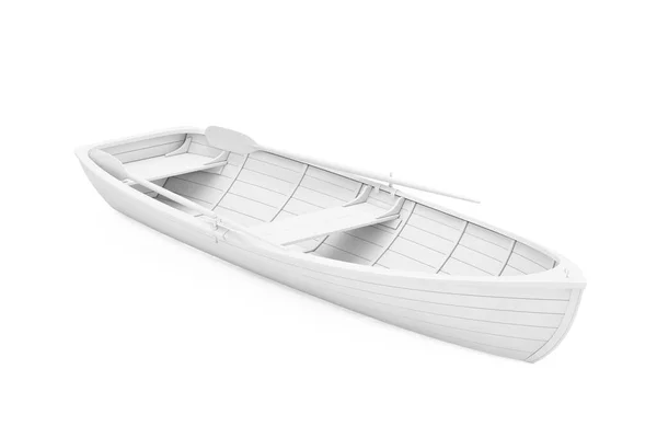 Weißes Altes Fischerboot Ton Stil Auf Weißem Hintergrund Darstellung — Stockfoto