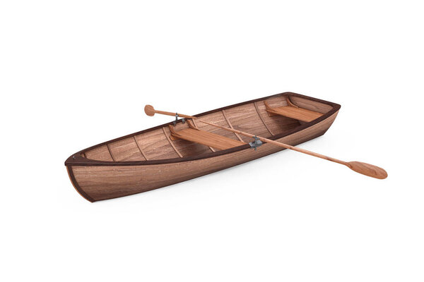 Old Fishing Wooden Boat on a white background. 3d Rendering 