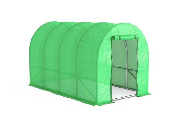 Farmgewächshaus Mit Grüner Polyethylenfolie Auf Weißem Hintergrund Darstellung — Stockfoto
