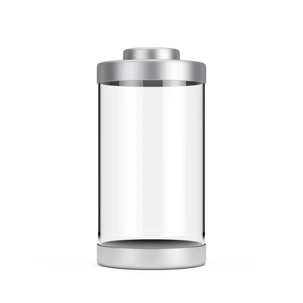 Abstract Lege Glazen Batterij Met Metalen Doppen Een Witte Achtergrond — Stockfoto