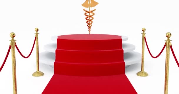 Resolution Video Gold Medical Caduceus Symbol Ceremony Award Stage Red — стокове відео