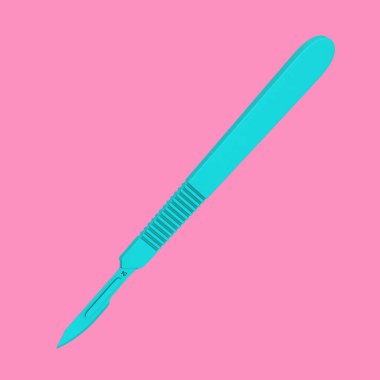 Mavi Paslanmaz Çelik Bıçak Duotone stili pembe arka planda. 3d Hazırlama 