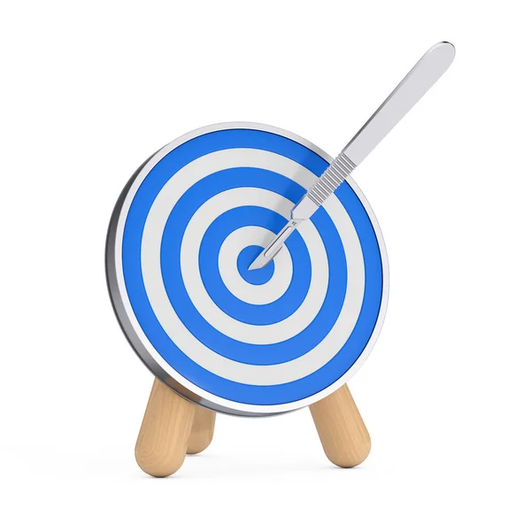 Surgical Stainless Steel Metal Scalpel Centre Archery Target White Background — Stock Photo, Image
