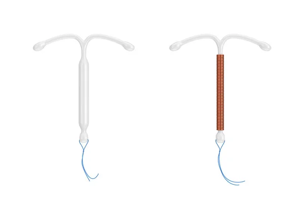 誕生管理の概念 白い背景にT字型Iud銅子宮内装置 3Dレンダリング — ストック写真