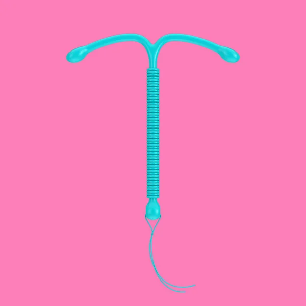 Geboortebeperking Concept Blue Shape Iud Copper Intrauterine Device Duotone Style — Stockfoto