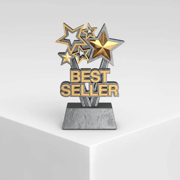 Golden Best Seller Business Award Trophy Vit Produktpresentation Podium Cube — Stockfoto