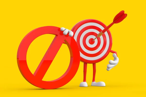 Archery Target Dart Center Cartoon Person Character Mascot Red Prohibition — Stock Photo, Image