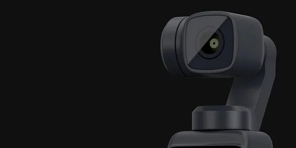 Closeup Pocket Handheld Gimbal Action Camera Black Background Rendering — Stock Photo, Image