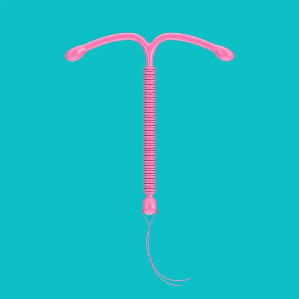 Geboortebeperking Concept Pink Shape Iud Copper Intrauterine Device Duotone Style — Stockfoto