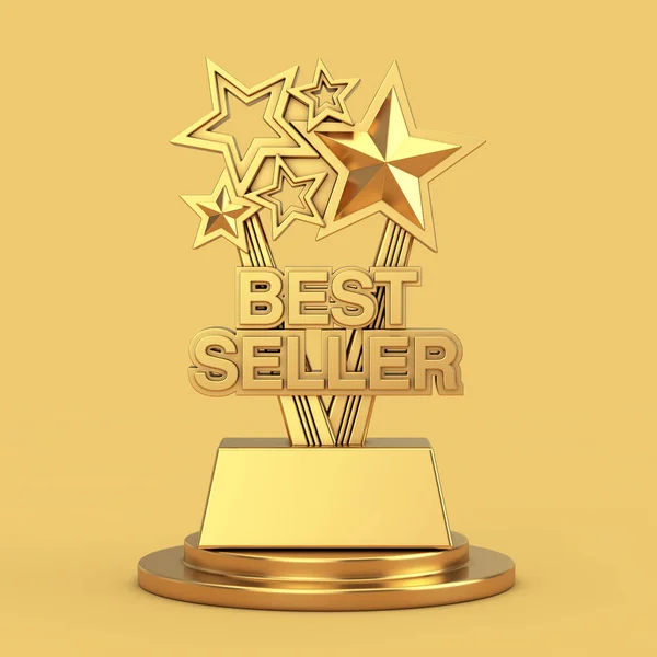 Golden Best Seller Business Award Trophy Gul Bakgrund Konvertering — Stockfoto