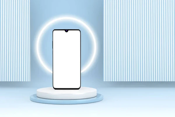 Сучасний Мобільний Телефон Порожнім Екраном Вашого Дизайну Сцені Презентації Продукту — стокове фото