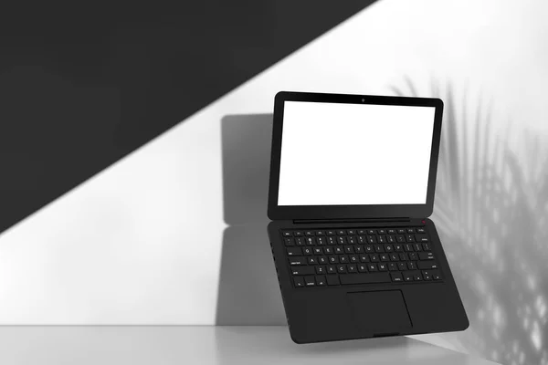 Nowoczesny Laptop Notebook Komputerowy Pustym Ekranem Projektowania Białym Prezentacji Produktu — Zdjęcie stockowe
