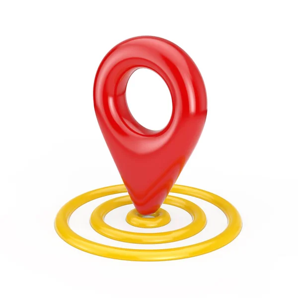 Cartoon Target Red Map Pointer Pin Fehér Alapon Kiolvasztás — Stock Fotó
