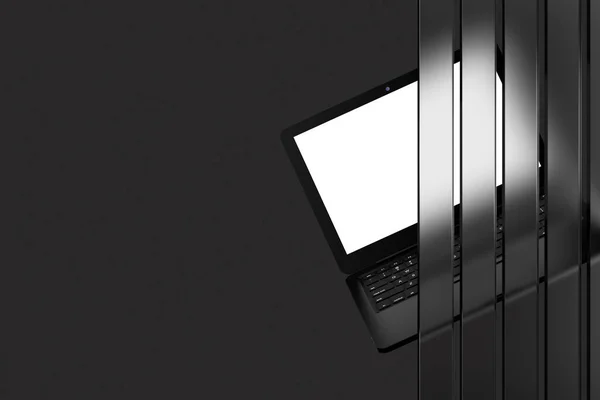 Modern Laptop Bilgisayar Defteri Cam Panellerin Arkasında Tasarımınız Çin Boş — Stok fotoğraf