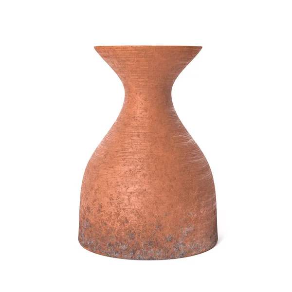 Retro Orange Clay Keramiska Pot Vas Vit Bakgrund Konvertering — Stockfoto
