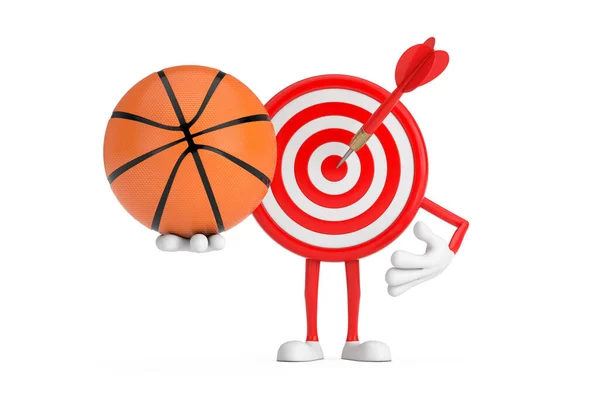 Archery Target Dart Center Cartoon Person Character Mascot Basketball Ball — стокове фото